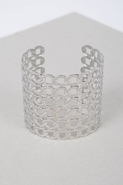 Wide Chain Metal Cuff Bracelet - ZumBuys
