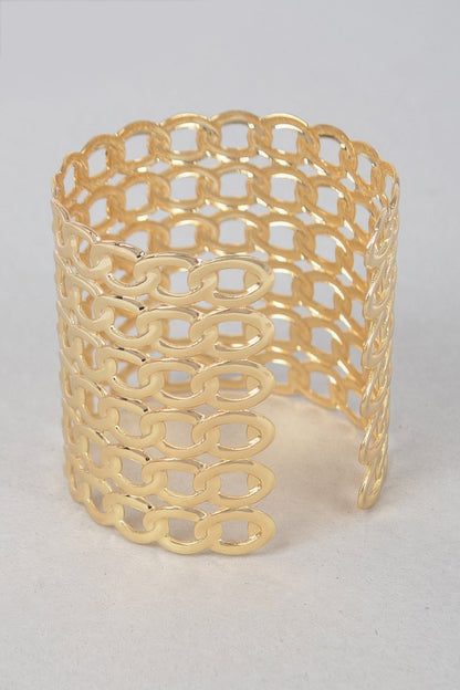 Wide Chain Metal Cuff Bracelet - ZumBuys