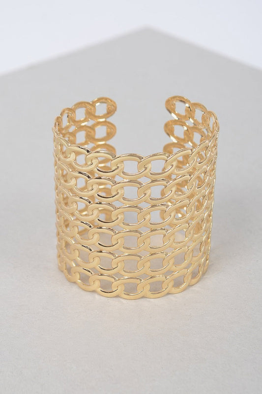 Wide Chain Metal Cuff Bracelet - ZumBuys