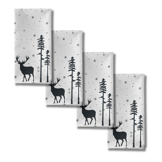 Winter Snow Deer Cloth Napkins (4PK) - ZumBuys