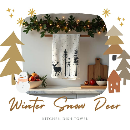 Winter Snow Deer Dish Towels - ZumBuys