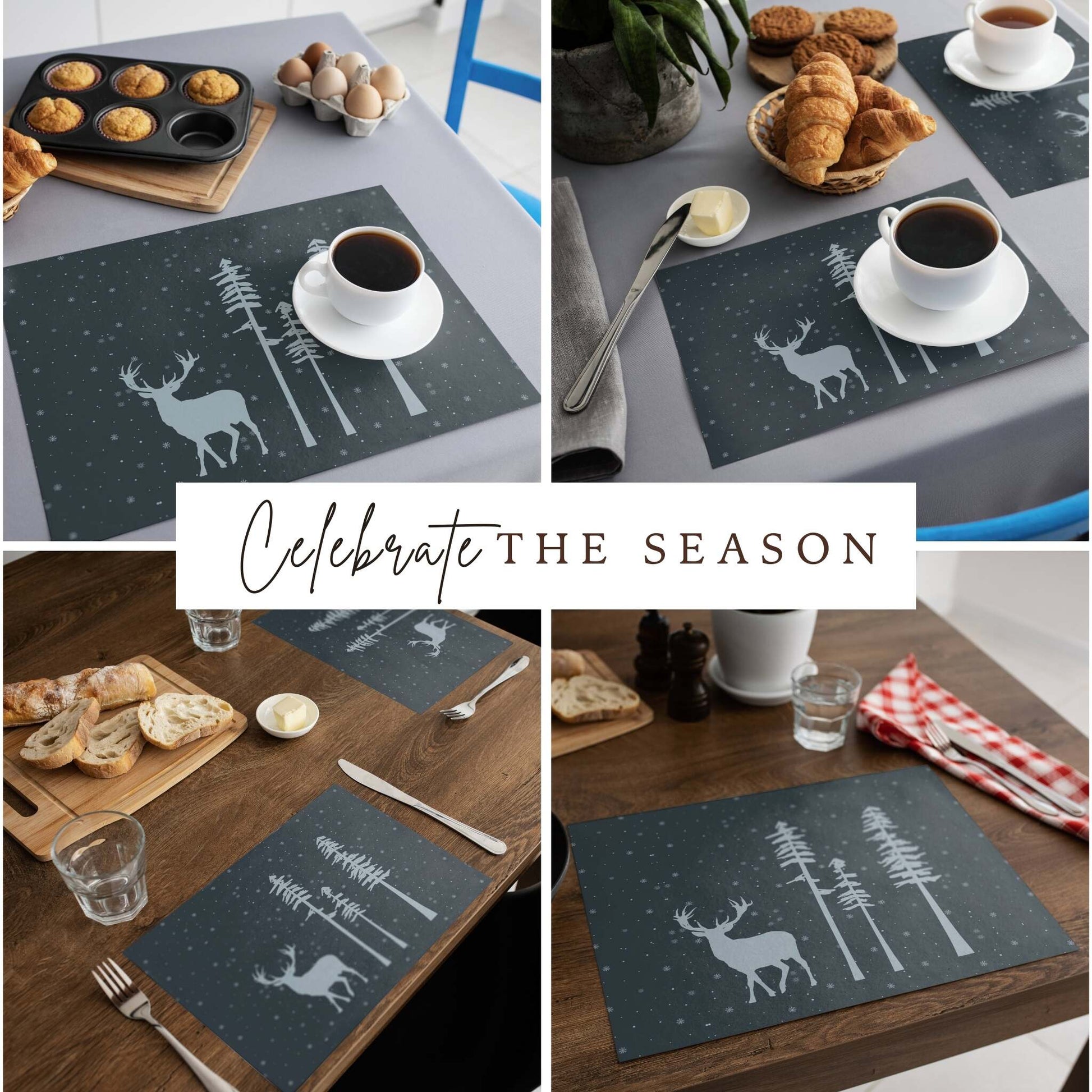 Winter Snow Deer Placemat, 2pc - ZumBuys