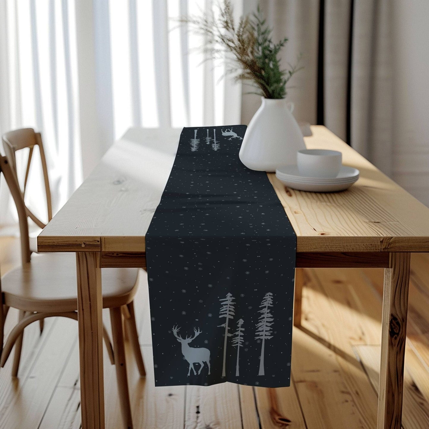 Winter Snow Deer Table Runner (Cotton, Poly) - ZumBuys