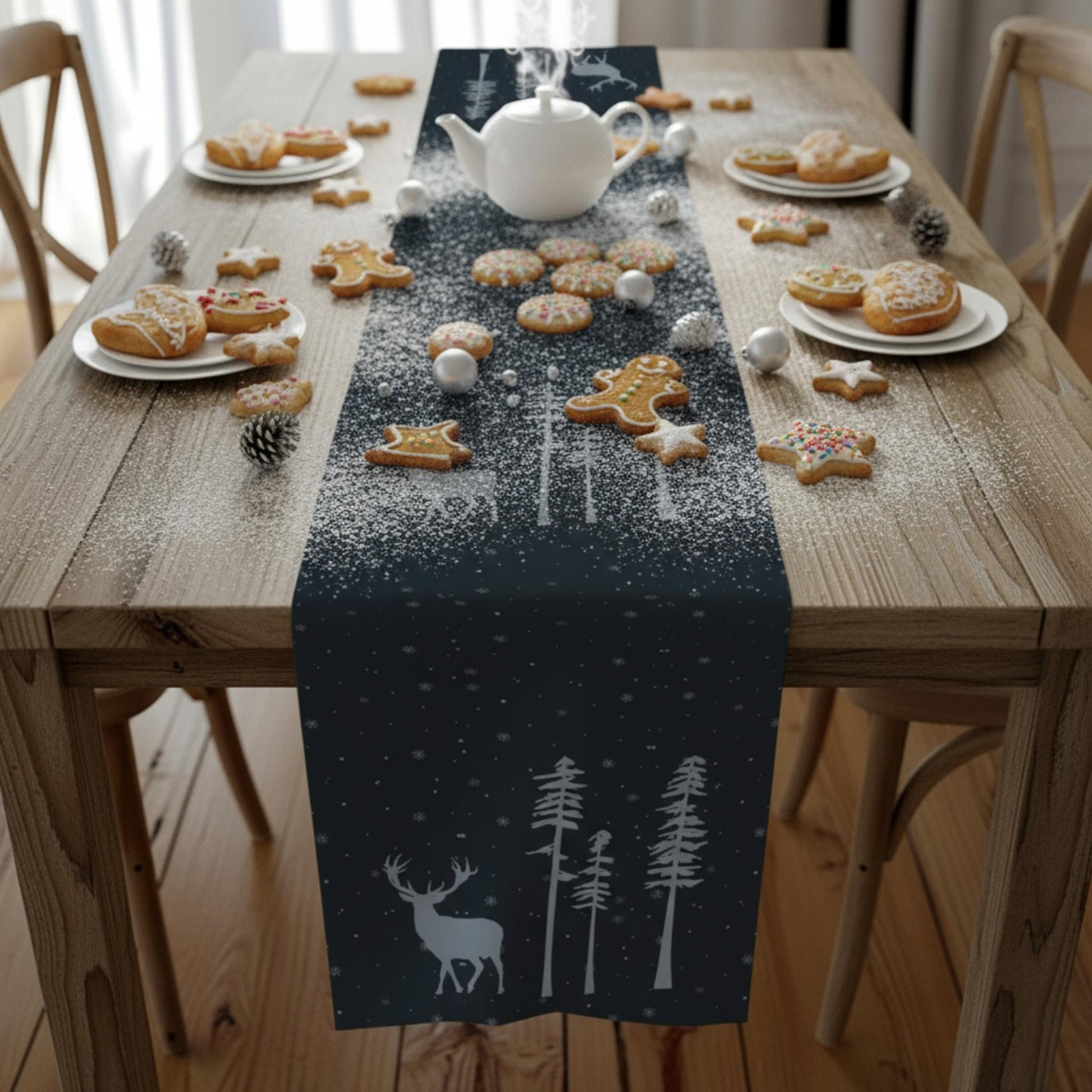 Winter Snow Deer Table Runner (Cotton, Poly) - ZumBuys