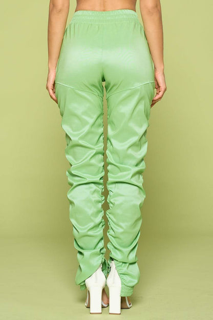 Women’s PU Leather Ruched Pants – High Waist Stretch Statement Style - ZumBuys