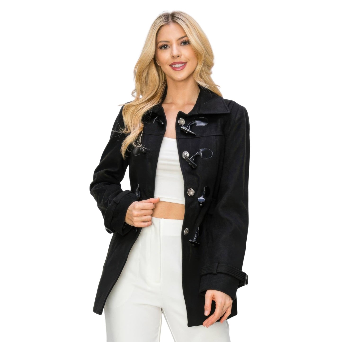 Wool Toggle Button Peacoat With Pockets - ZumBuys