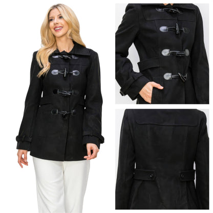 Wool Toggle Button Peacoat With Pockets - ZumBuys