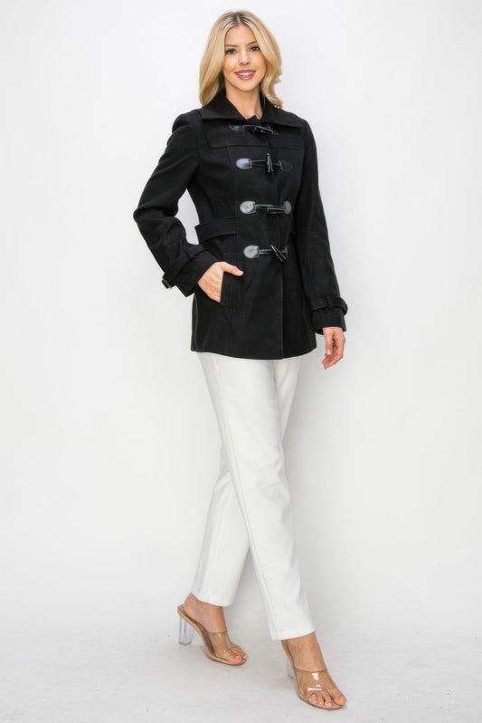 Wool Toggle Button Peacoat With Pockets - ZumBuys