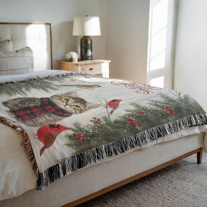 Yuletide Whiskers and Wings Woven Blankets - ZumBuys