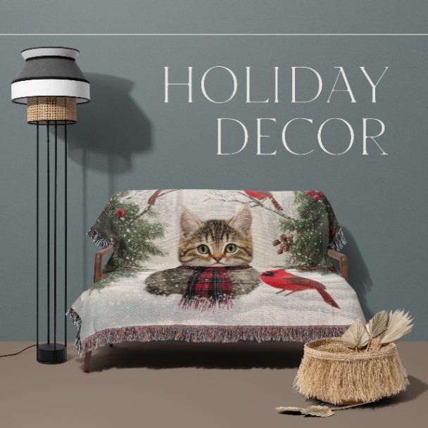 Yuletide Whiskers and Wings Woven Blankets - ZumBuys