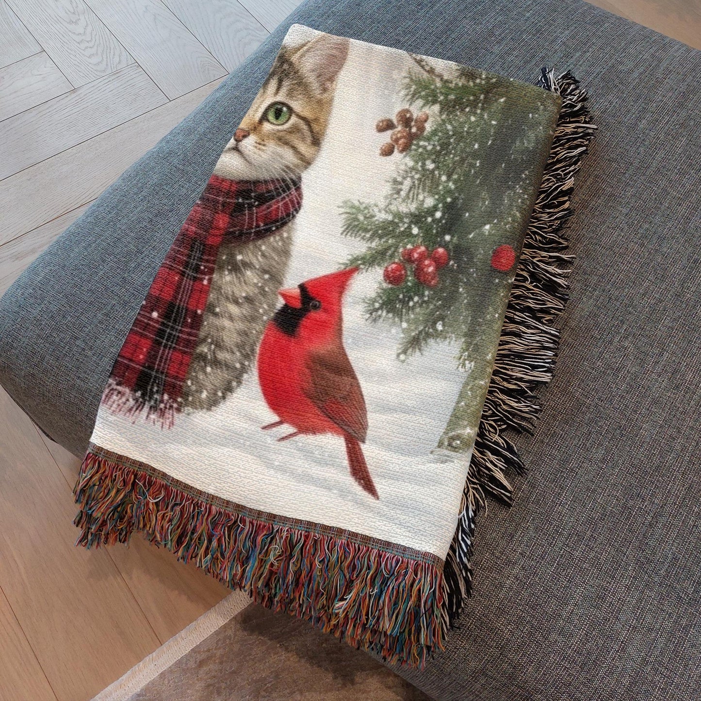 Yuletide Whiskers and Wings Woven Blankets - ZumBuys