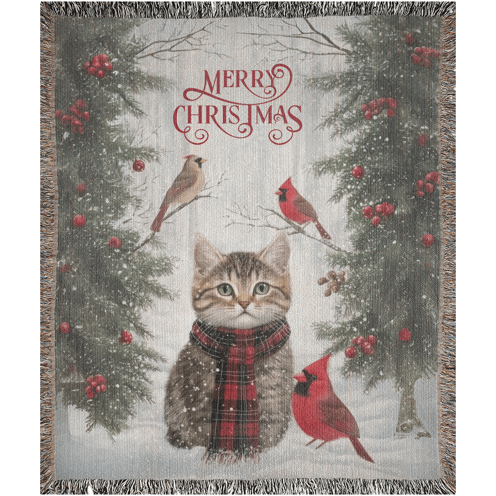 Yuletide Whiskers and Wings Woven Blankets - ZumBuys