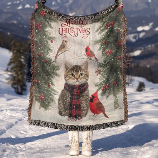 Yuletide Whiskers and Wings Woven Blankets - ZumBuys