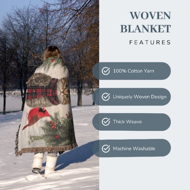 Yuletide Whiskers and Wings Woven Blankets - ZumBuys