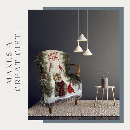 Yuletide Whiskers and Wings Woven Blankets - ZumBuys