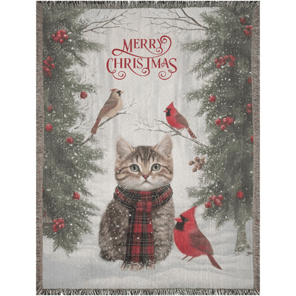 Yuletide Whiskers and Wings Woven Blankets - ZumBuys