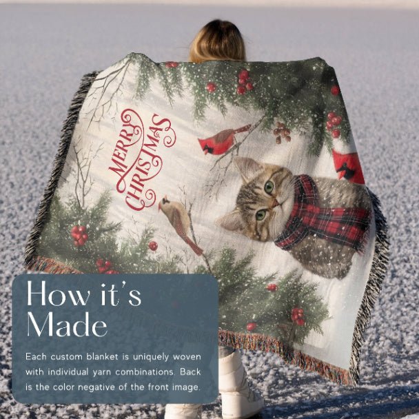 Yuletide Whiskers and Wings Woven Blankets - ZumBuys