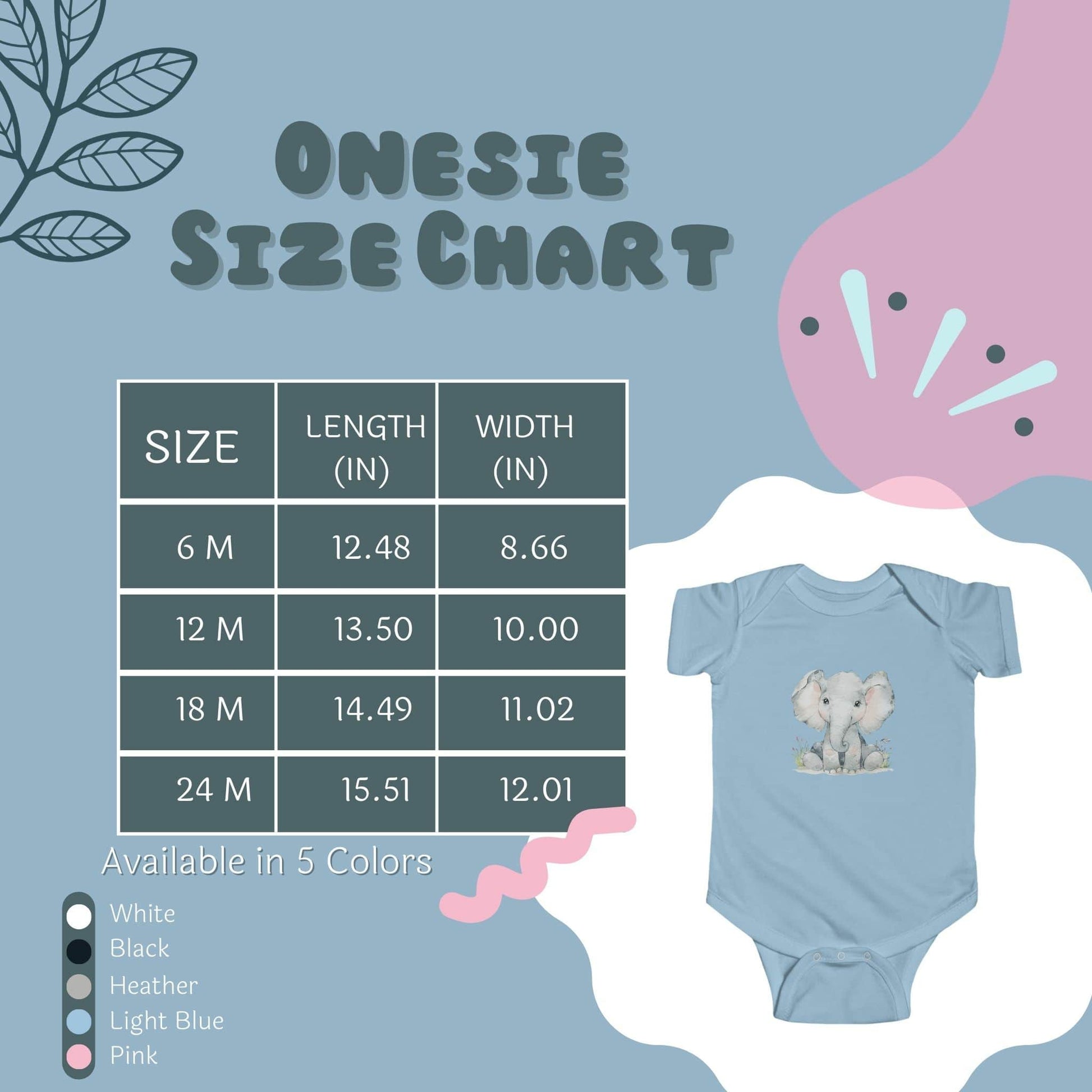 Baby Elephant Unisex Infant Fine Jersey Bodysuit - ZumBuys