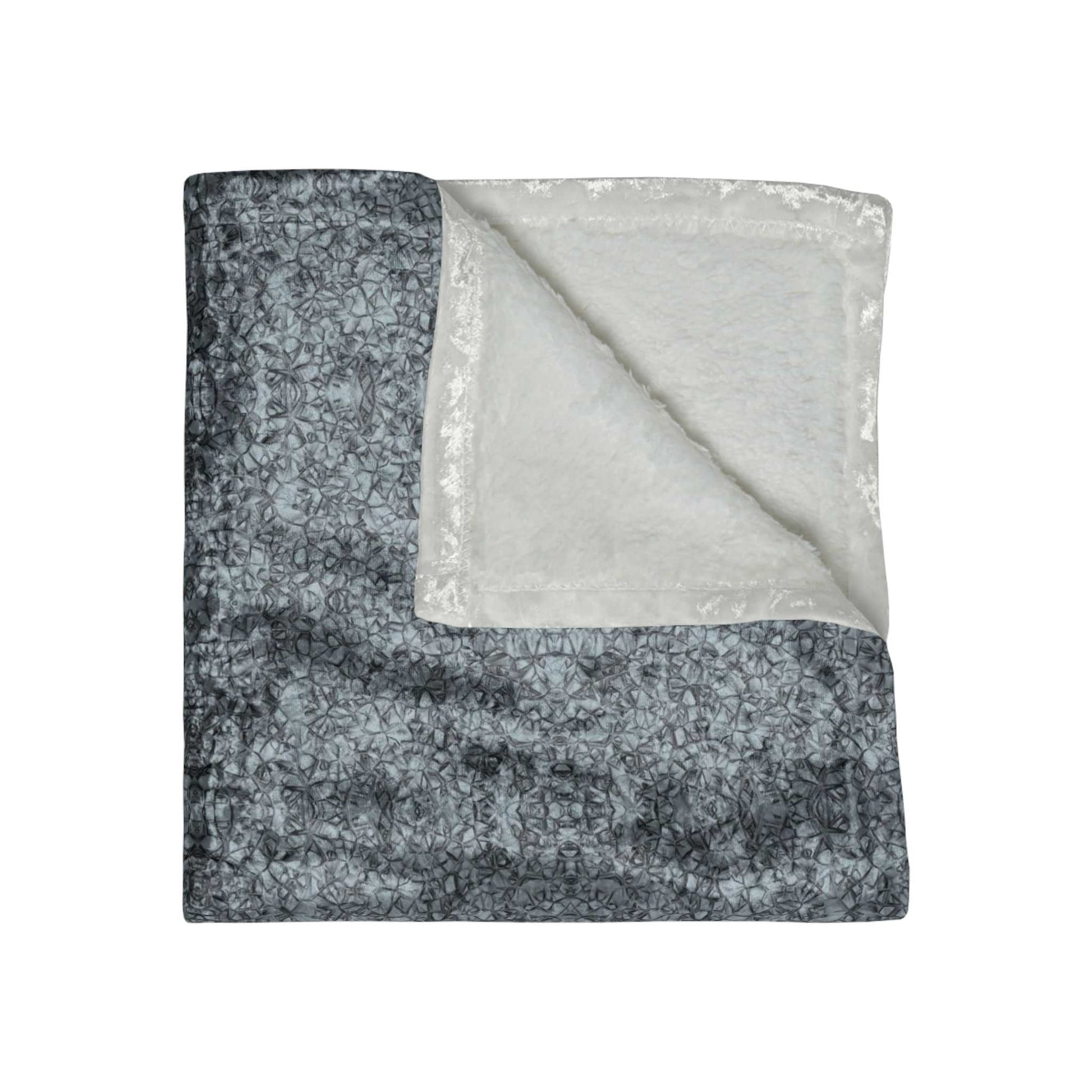 Baroque Pearl Grey Crushed Velvet Blanket - ZumBuys