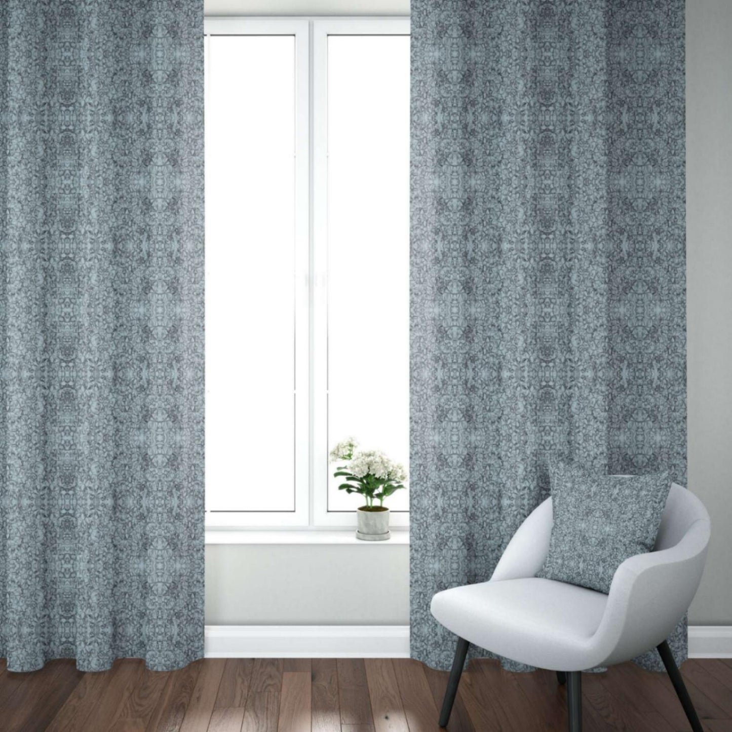 Baroque Pearl Grey Window Curtain - ZumBuys