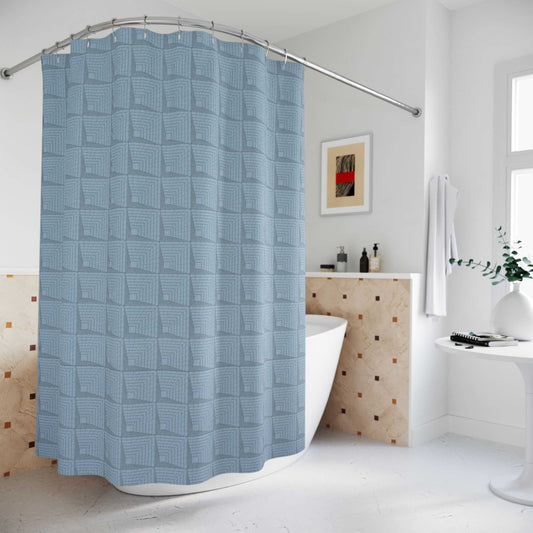 Blue Square Echo Shower Curtains - ZumBuys