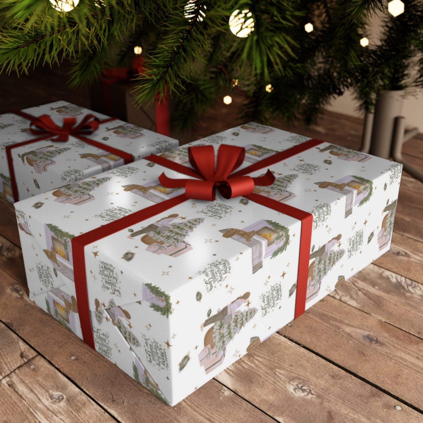 Festive Holiday Greetings Wrapping Paper - ZumBuys