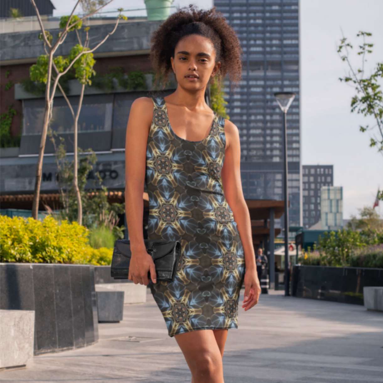 Abstract Print Racerback Dress for Women | Casual Summer Mini Dress