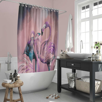 Glitzy Flamingos Shower Curtains - ZumBuys