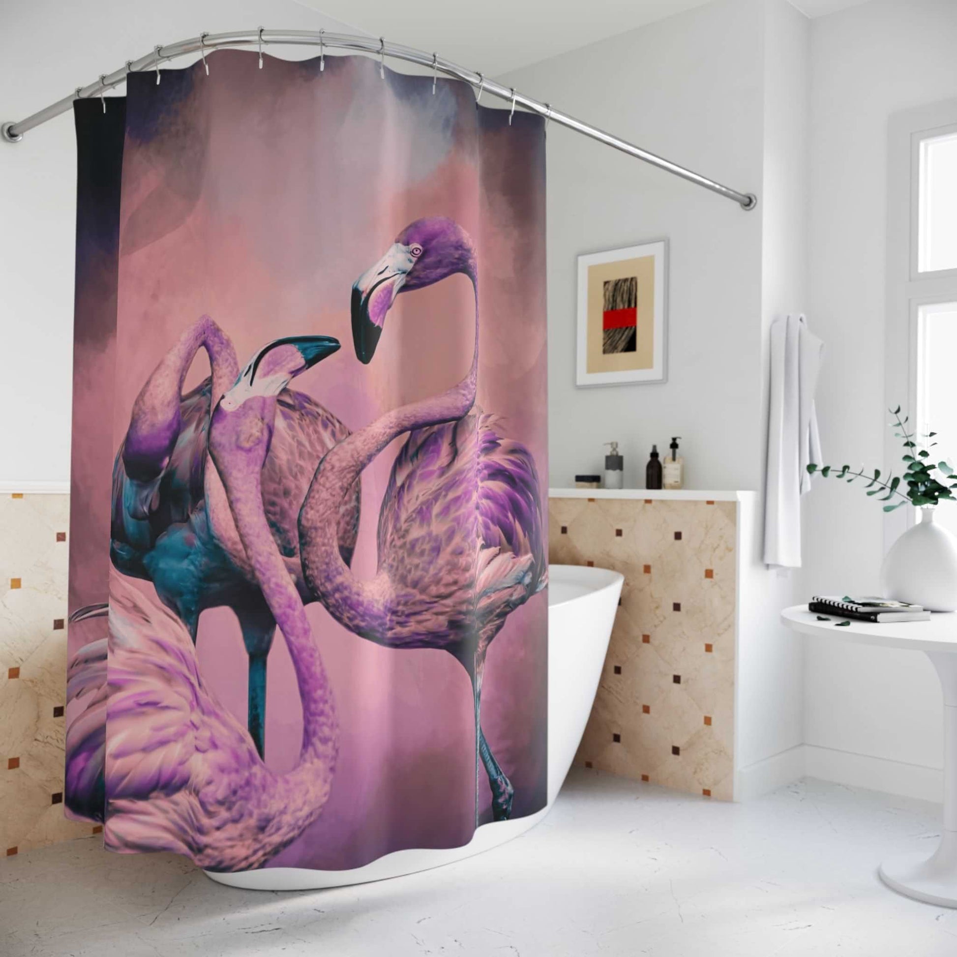 Glitzy Flamingos Shower Curtains - ZumBuys