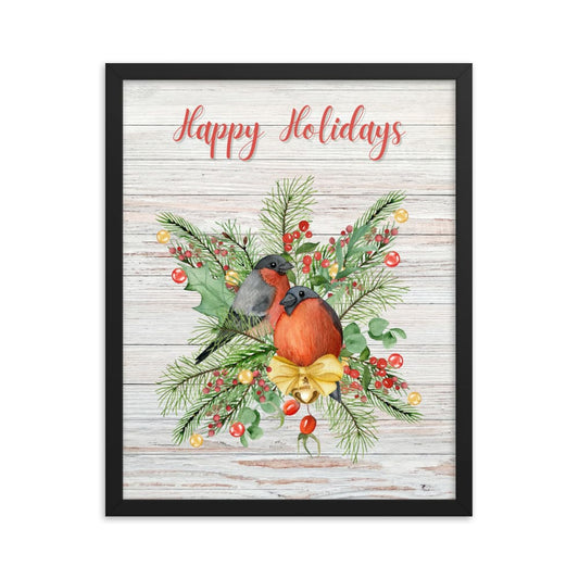 Happy Holiday Birds Framed Artwork - ZumBuys