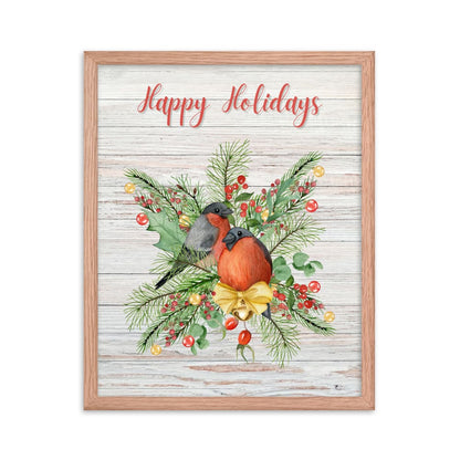 Happy Holiday Birds Framed Artwork - ZumBuys