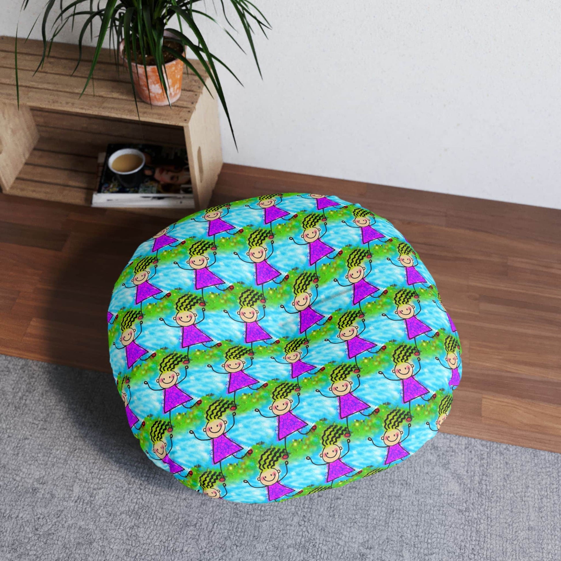 Inspired Tyke Tufted Floor Pillow, Round - ZumBuys