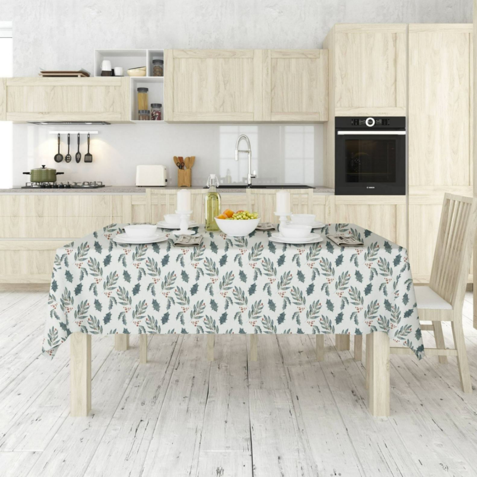 Leaves and Holly Tablecloth - ZumBuys