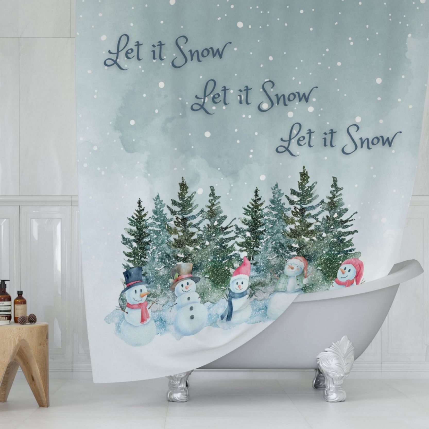 Let it Snowmen Shower Curtain - ZumBuys