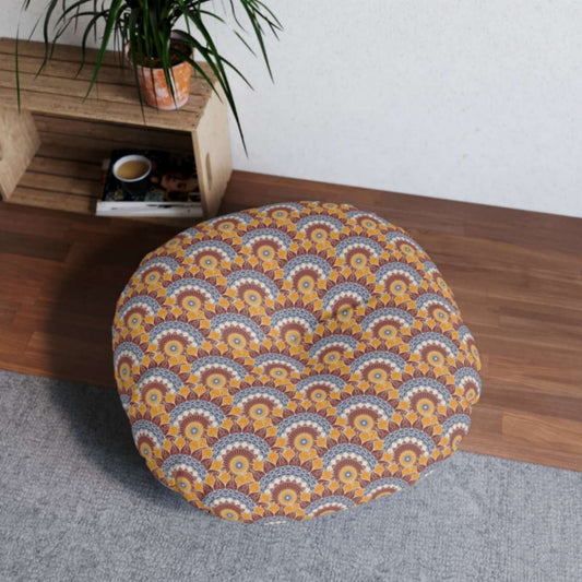 Moroccan Rays Tufted Floor Pillow, Round - ZumBuys