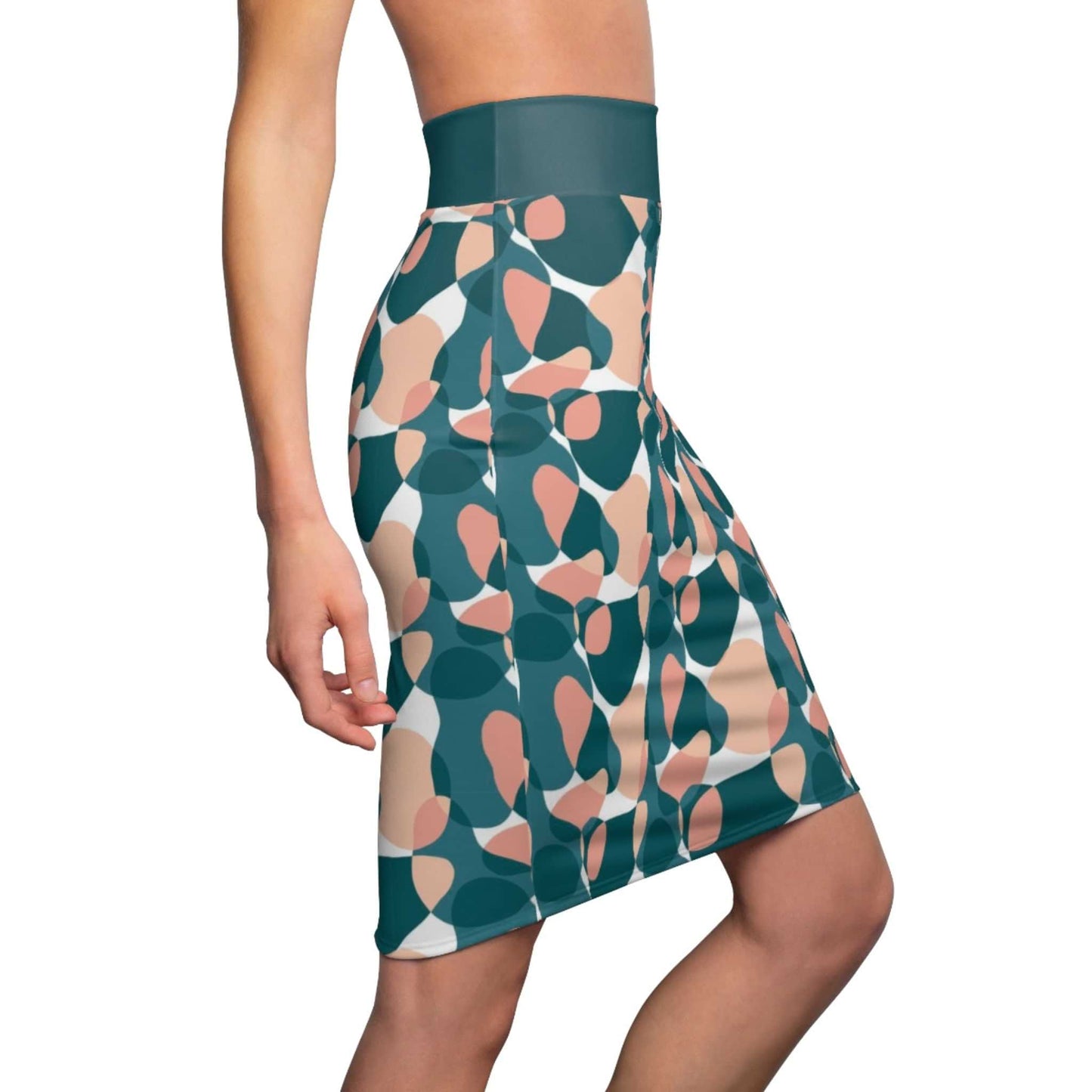 Women's Green and Peach Pencil Skirt - ZumBuys