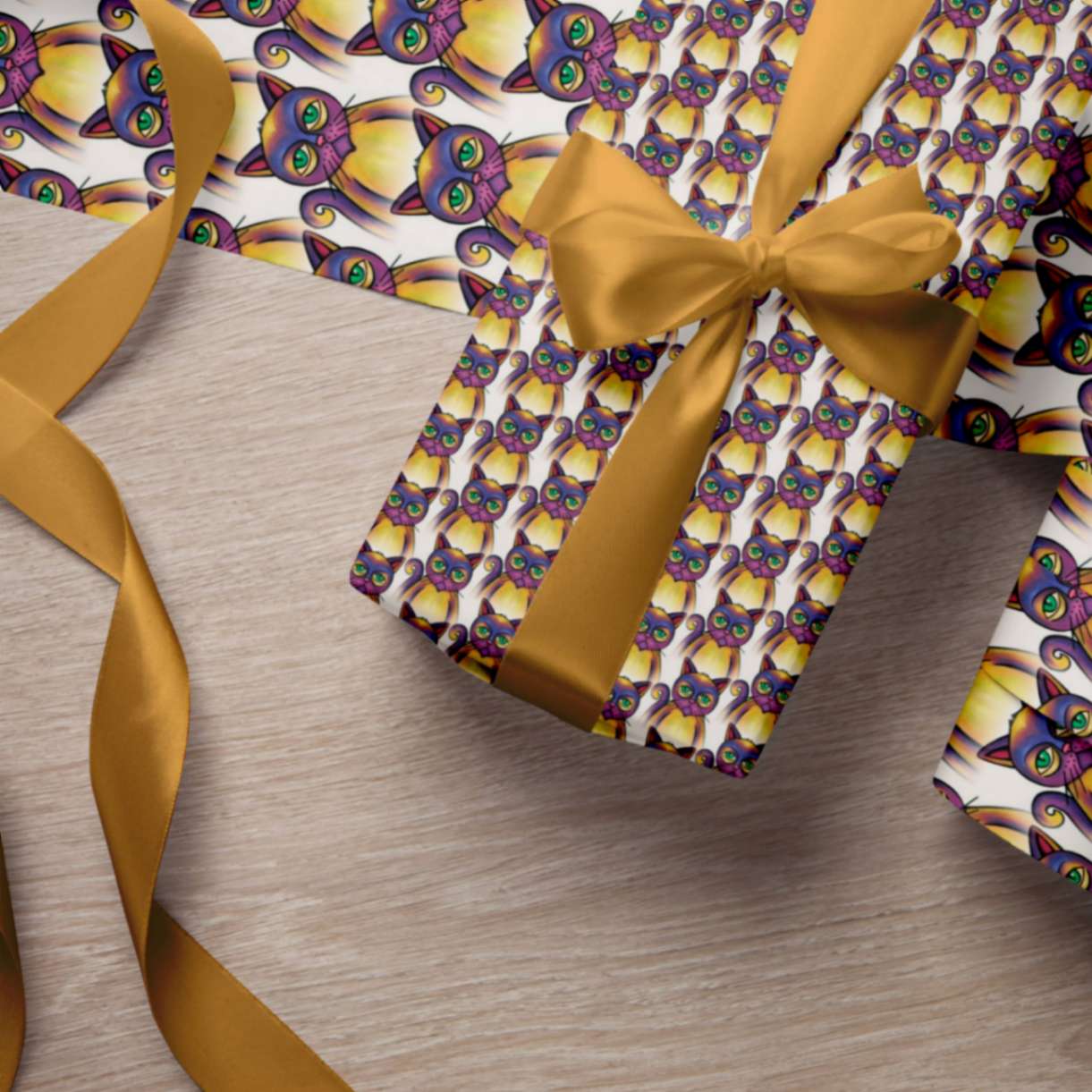 Purple Misfit Cats Wrapping Paper - ZumBuys