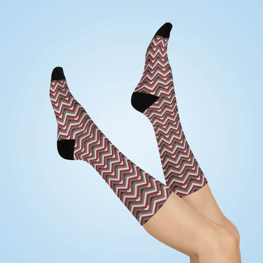 Red Chevron Allure Sublimation Socks - ZumBuys