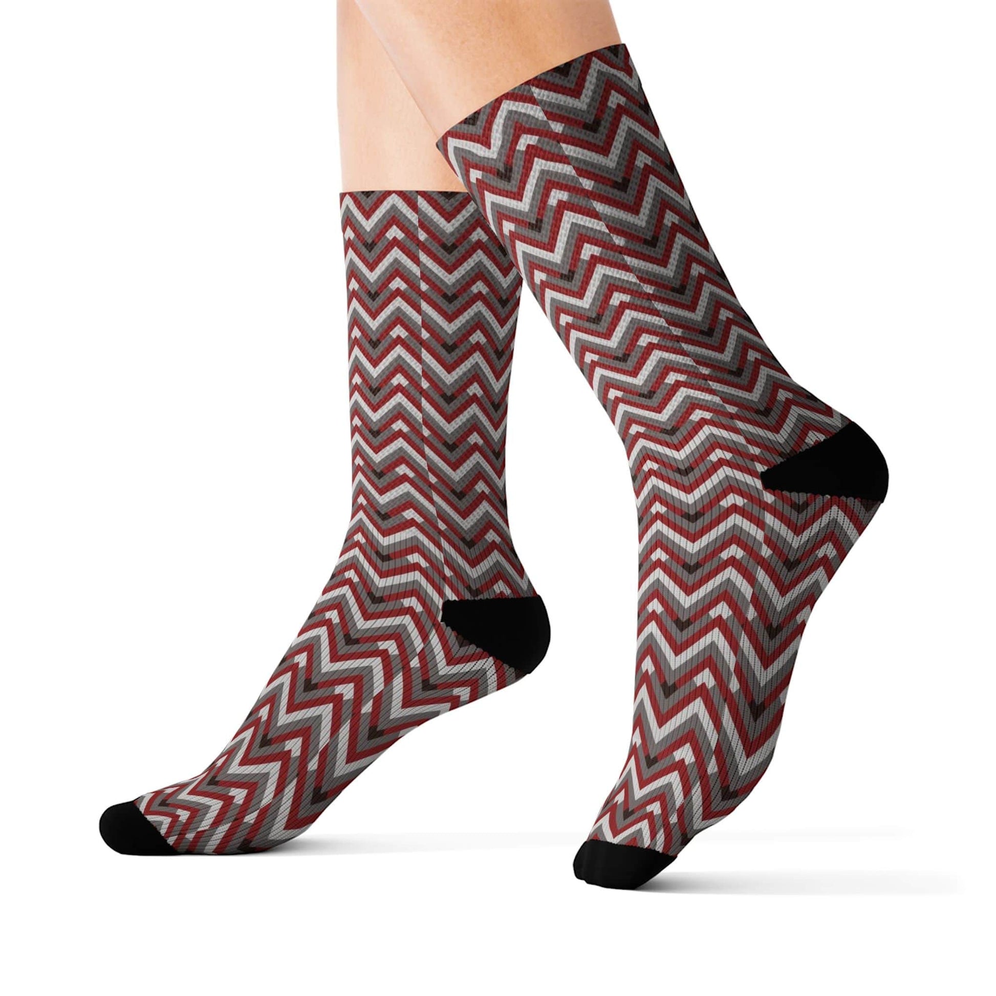 Red Chevron Allure Sublimation Socks - ZumBuys
