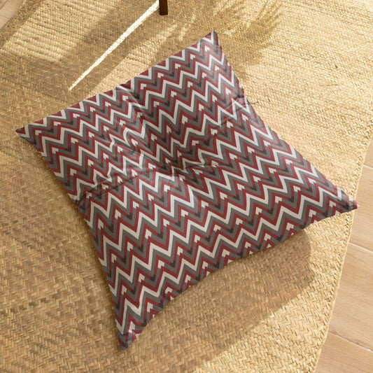 Red Chevron Allure Tufted Floor Pillow, Square - ZumBuys