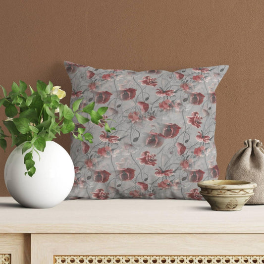 Red Flower Haze Spun Polyester Square Pillow - ZumBuys