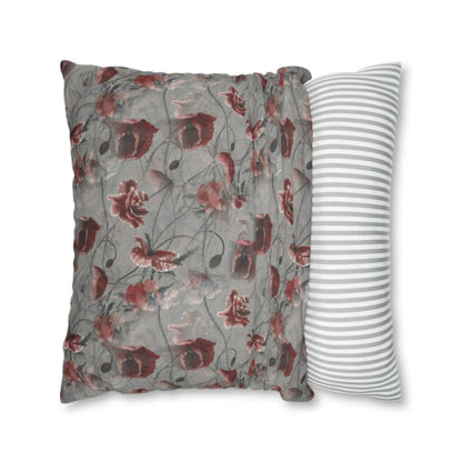Red Flower Haze Spun Polyester Square Pillow Cover - ZumBuys