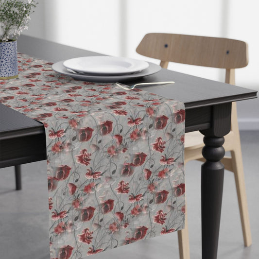 Red Flower Haze Table Runner (Cotton, Poly) - ZumBuys