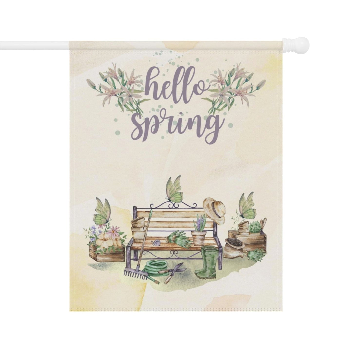 Springtime Greetings Garden and House Banner - ZumBuys