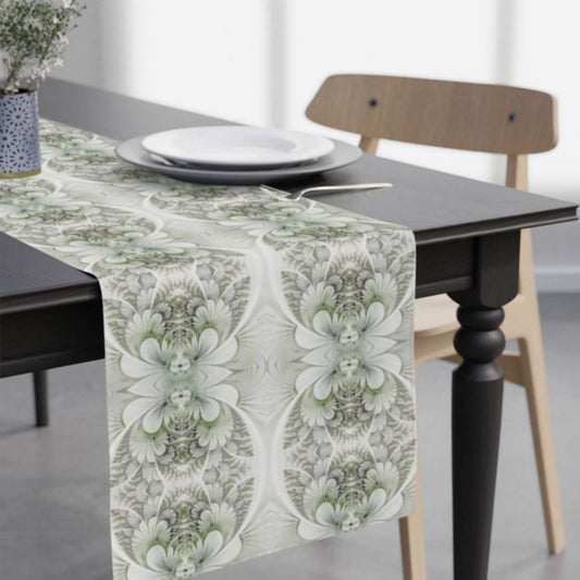 Sterling Green Plume Table Runner (Cotton, Poly) - ZumBuys