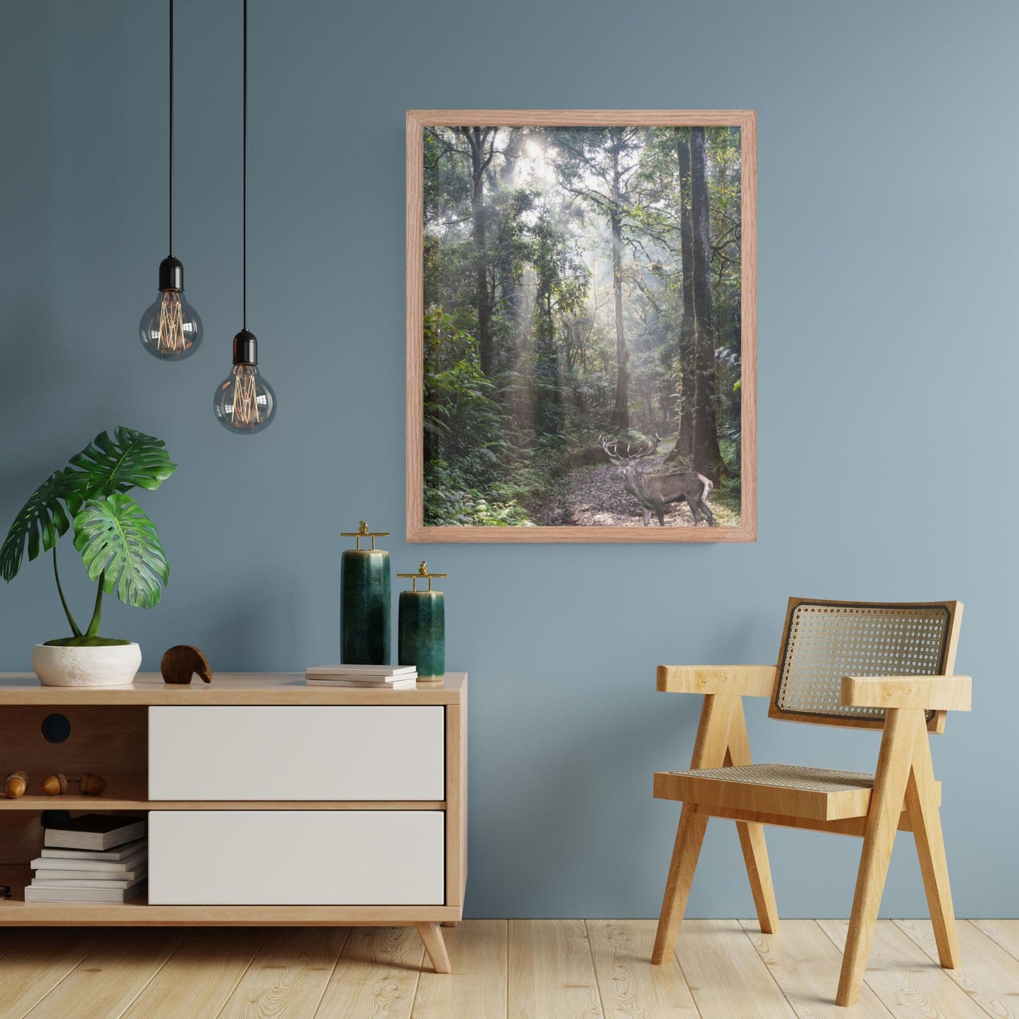 Sunlit Forest Deer Framed Artwork - ZumBuys