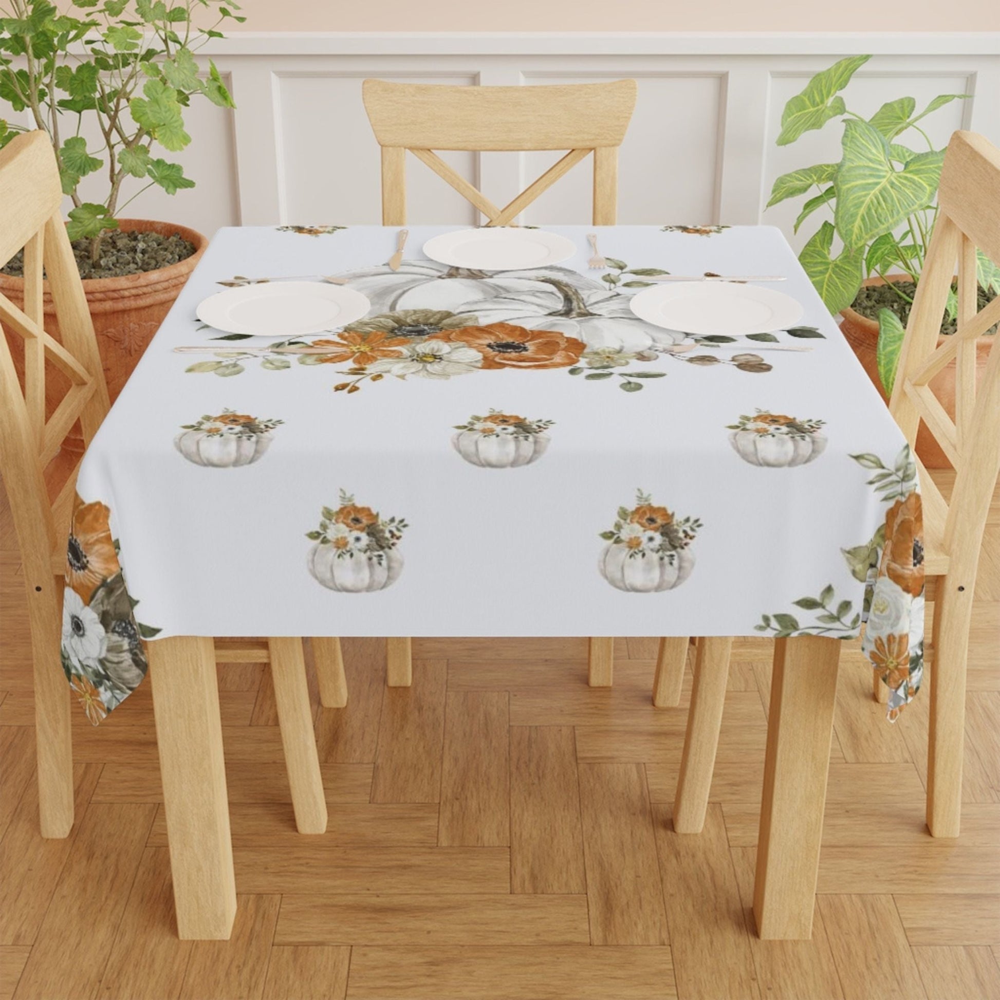 Thanksgiving White Pumpkin Tablecloth - ZumBuys